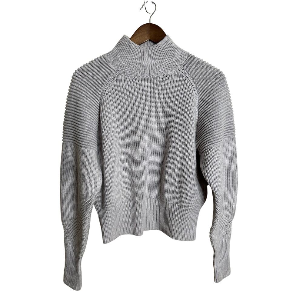 IRO Pari Kimbra Ribbed Merino Wool Turtleneck Sweater Chunky Womans S Pearl Grey
